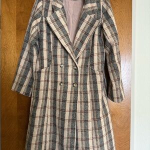 (Closet cleanout ‼️) Plaid Double-Breasted Coat